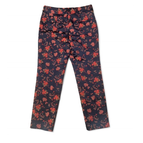 Loft Marisa Black & Orange Floral Pattern Ankle Pants Size 6 Office Business - Picture 2 of 9